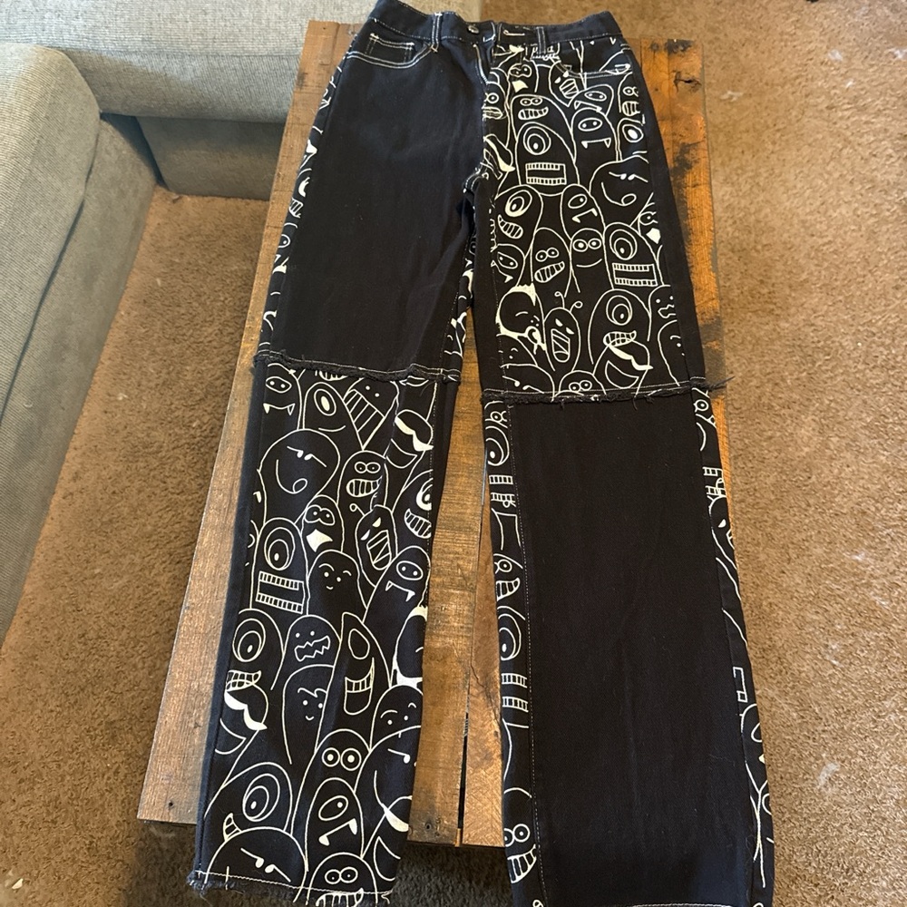 SHEIN Black and White Graphic Pants